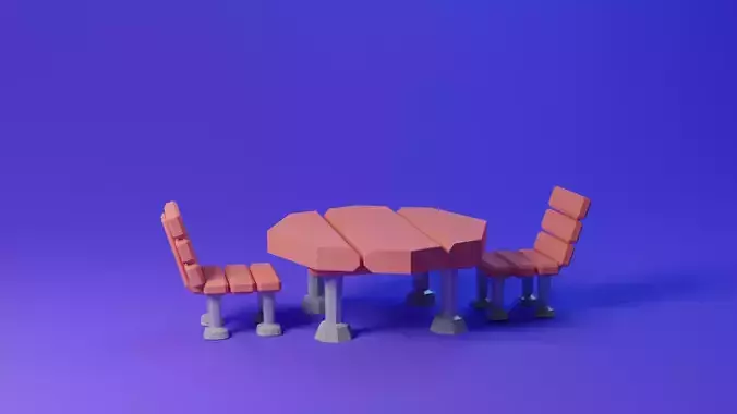 Low Poly Chair and Table