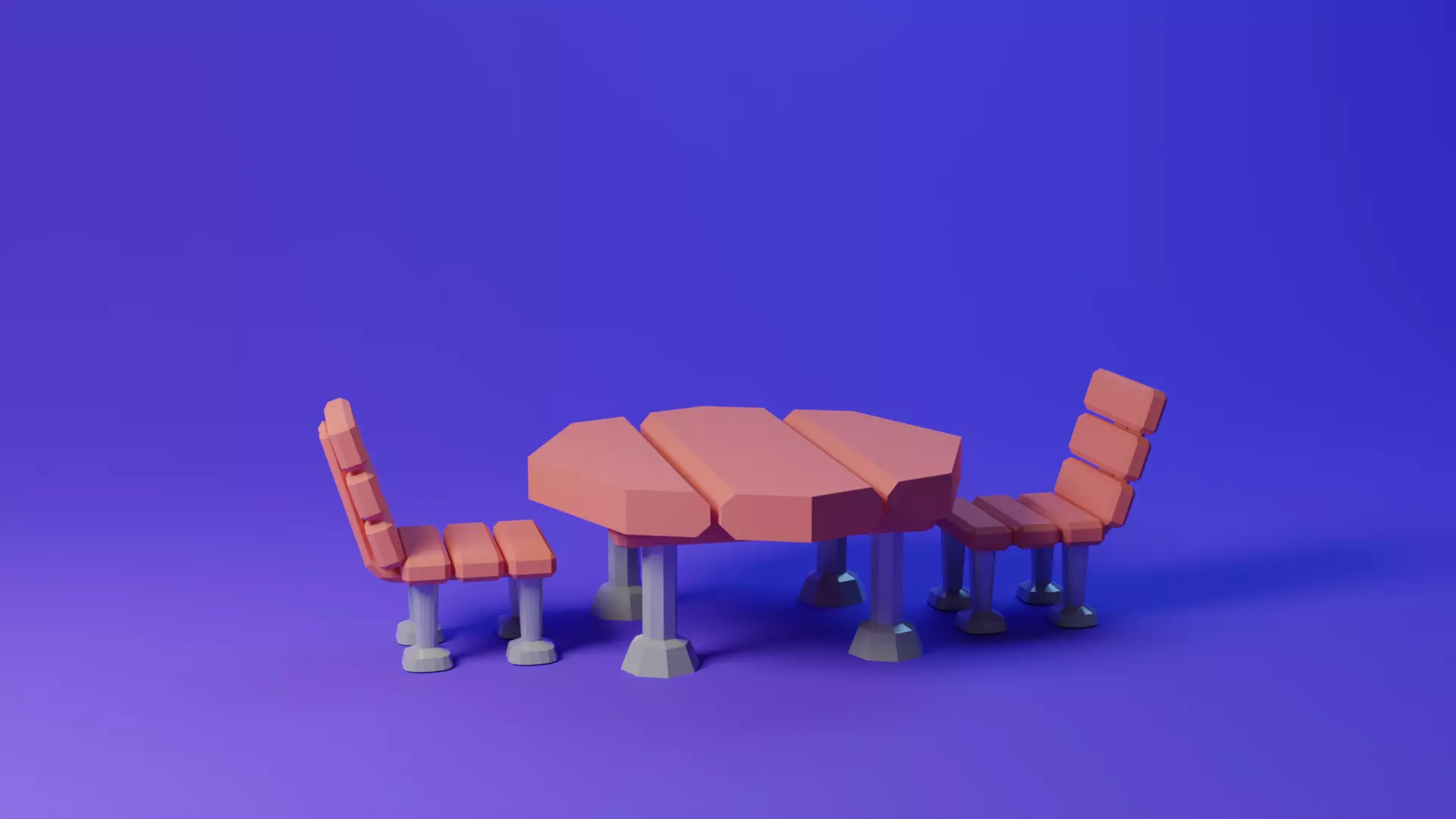 3D model Low Poly Chair and Table VR / AR / low-poly | CGTrader