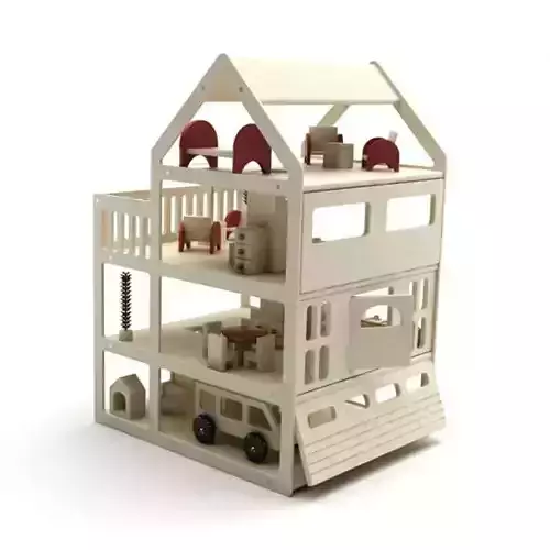 Small Wooden Dollhouse