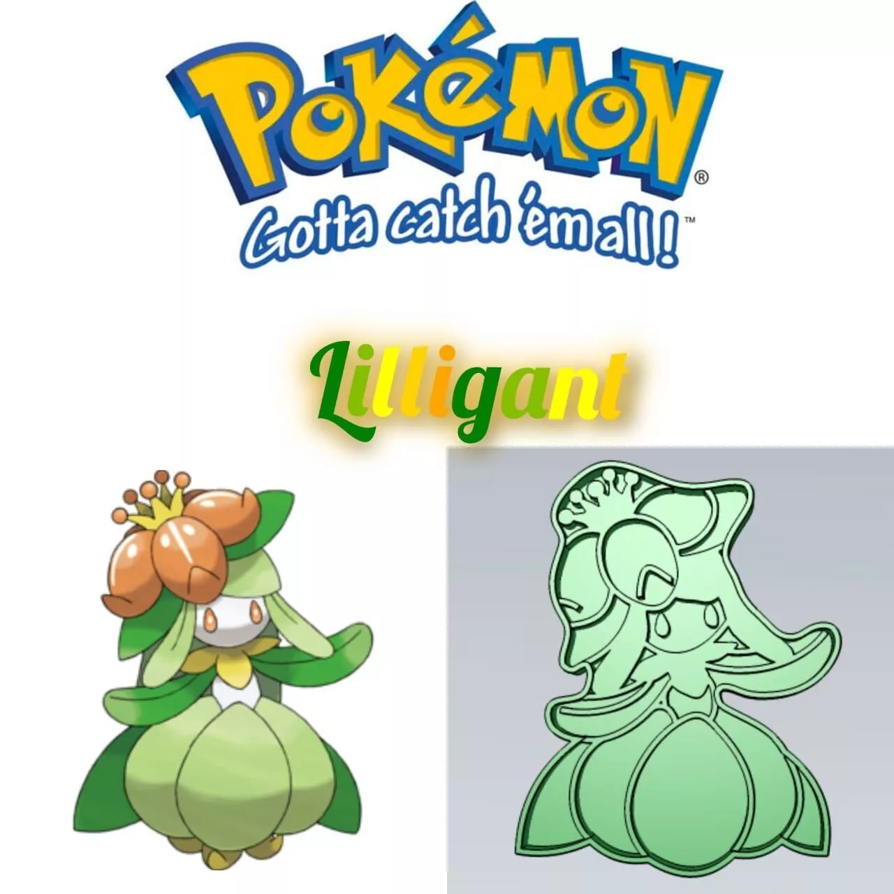 Amazing Pokemon lilligant Cookie Cutter Stamp Cake Decorating 3D model