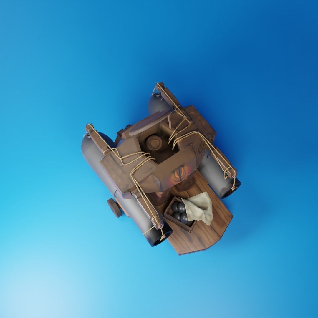 Rigged Cartoon Turret Stylized 3D model_3