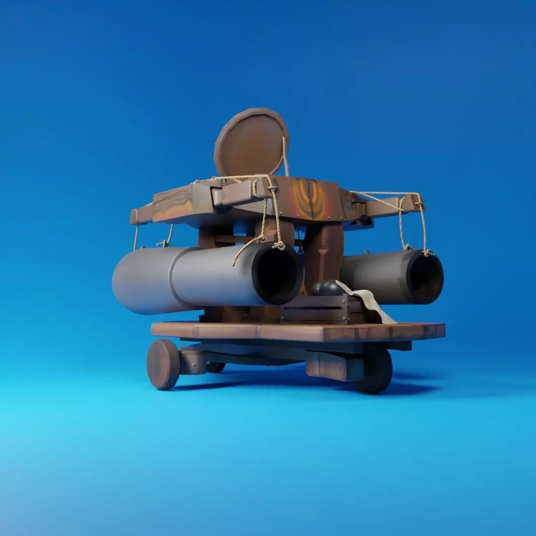 Rigged Cartoon Turret Stylized 3D model_0