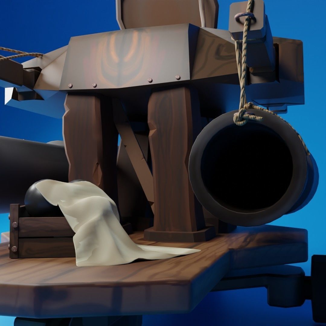 Rigged Cartoon Turret Stylized 3D model_4