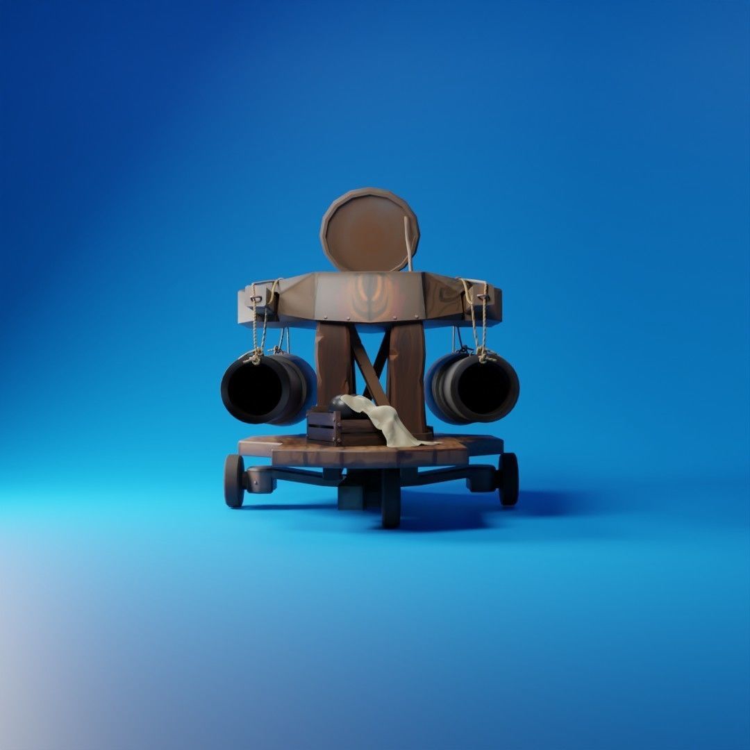 Rigged Cartoon Turret Stylized 3D model_2