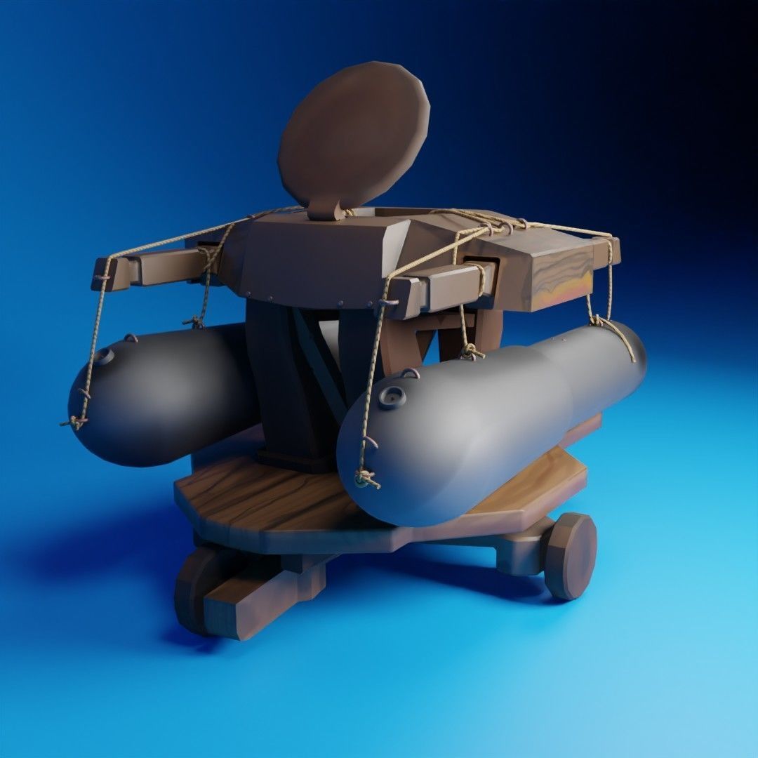 Rigged Cartoon Turret Stylized 3D model_5