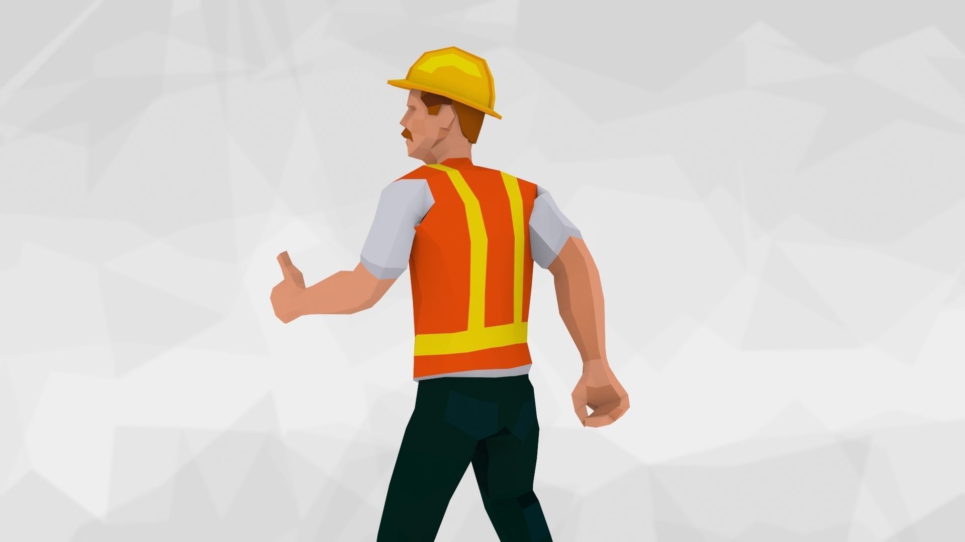 Construction Workers Team Low Poly Art Style  Rigged Pack Low-poly 3D model_22