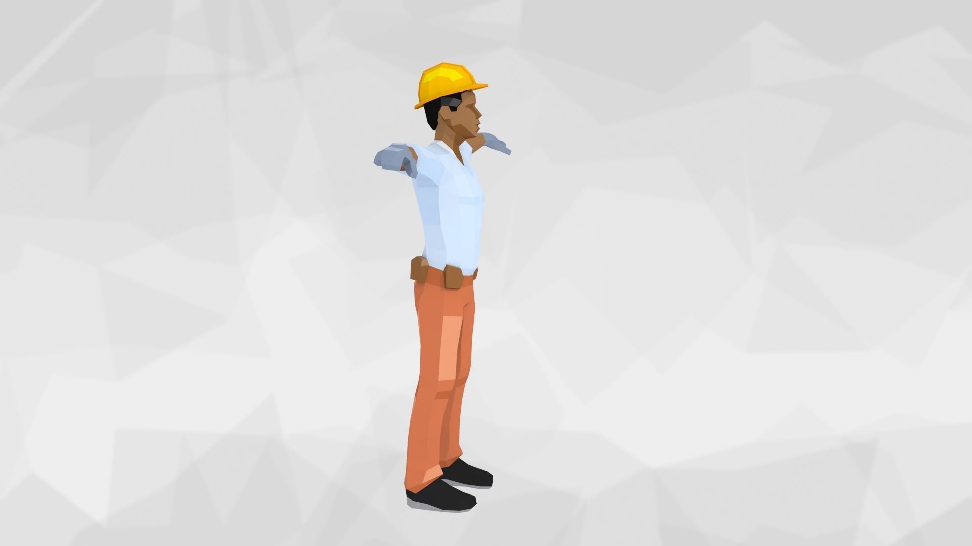 Construction Workers Team Low Poly Art Style  Rigged Pack Low-poly 3D model_15