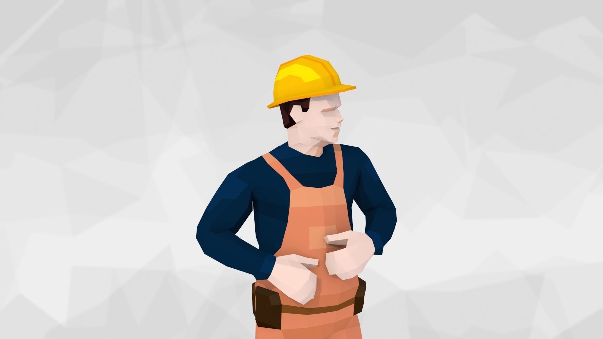 Construction Workers Team Low Poly Art Style  Rigged Pack Low-poly 3D model_19
