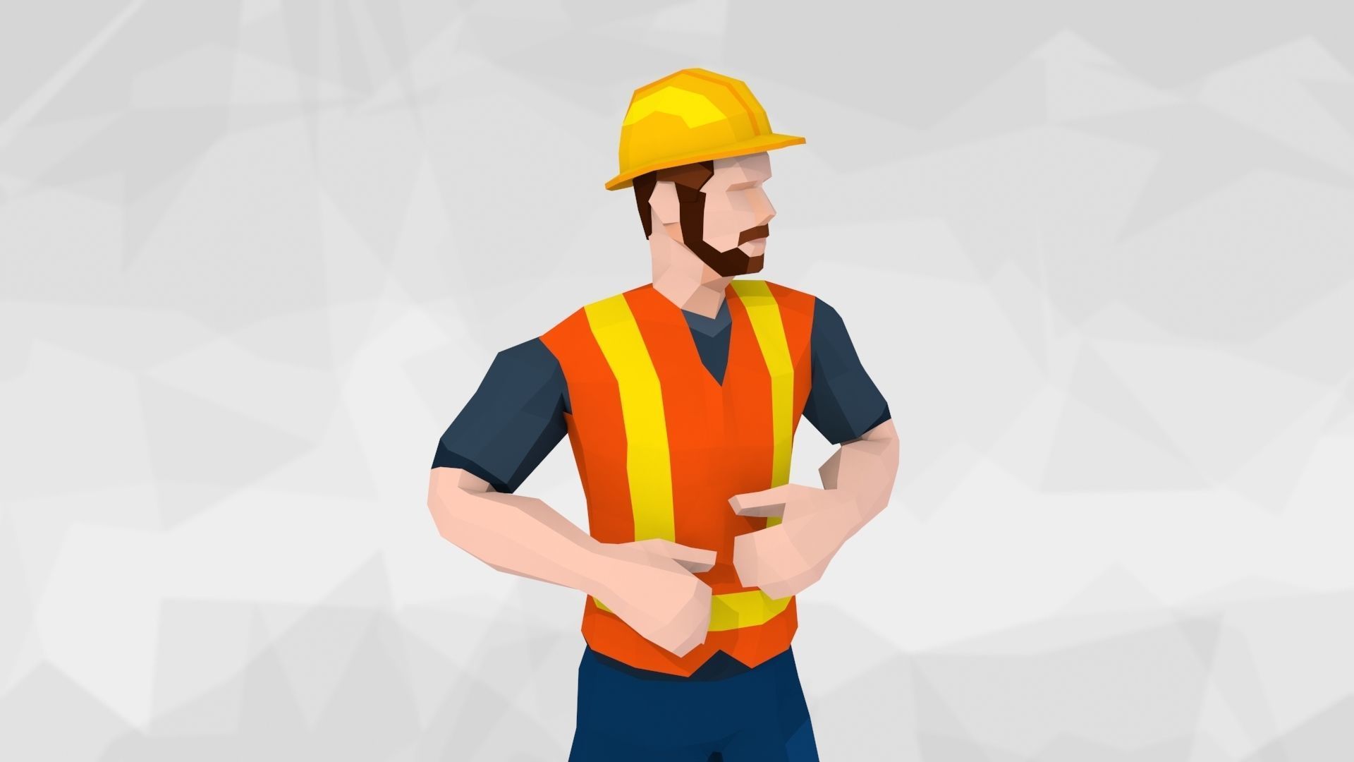 Construction Workers Team Low Poly Art Style  Rigged Pack Low-poly 3D model_11