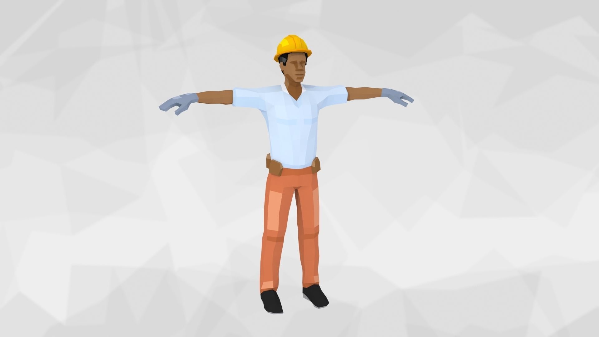 Construction Workers Team Low Poly Art Style  Rigged Pack Low-poly 3D model_14