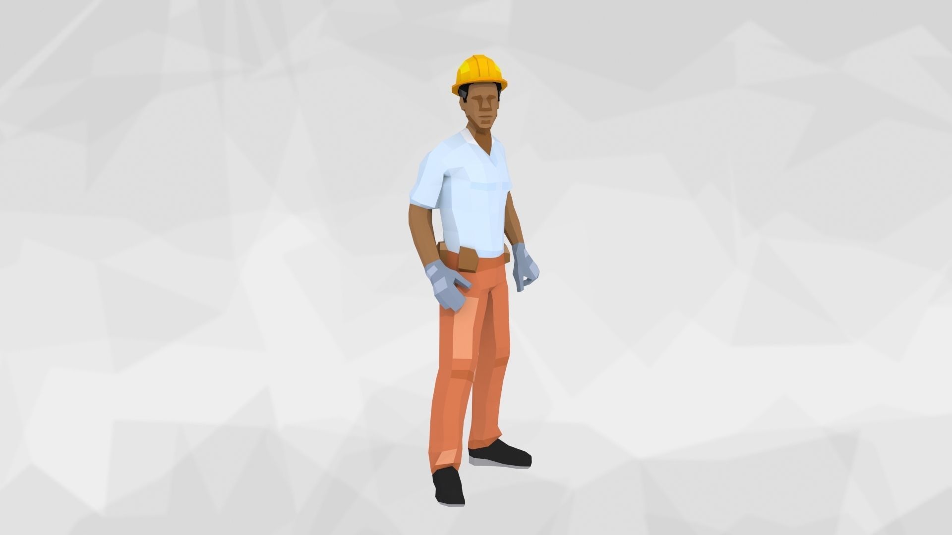 Construction Workers Team Low Poly Art Style  Rigged Pack Low-poly 3D model_16