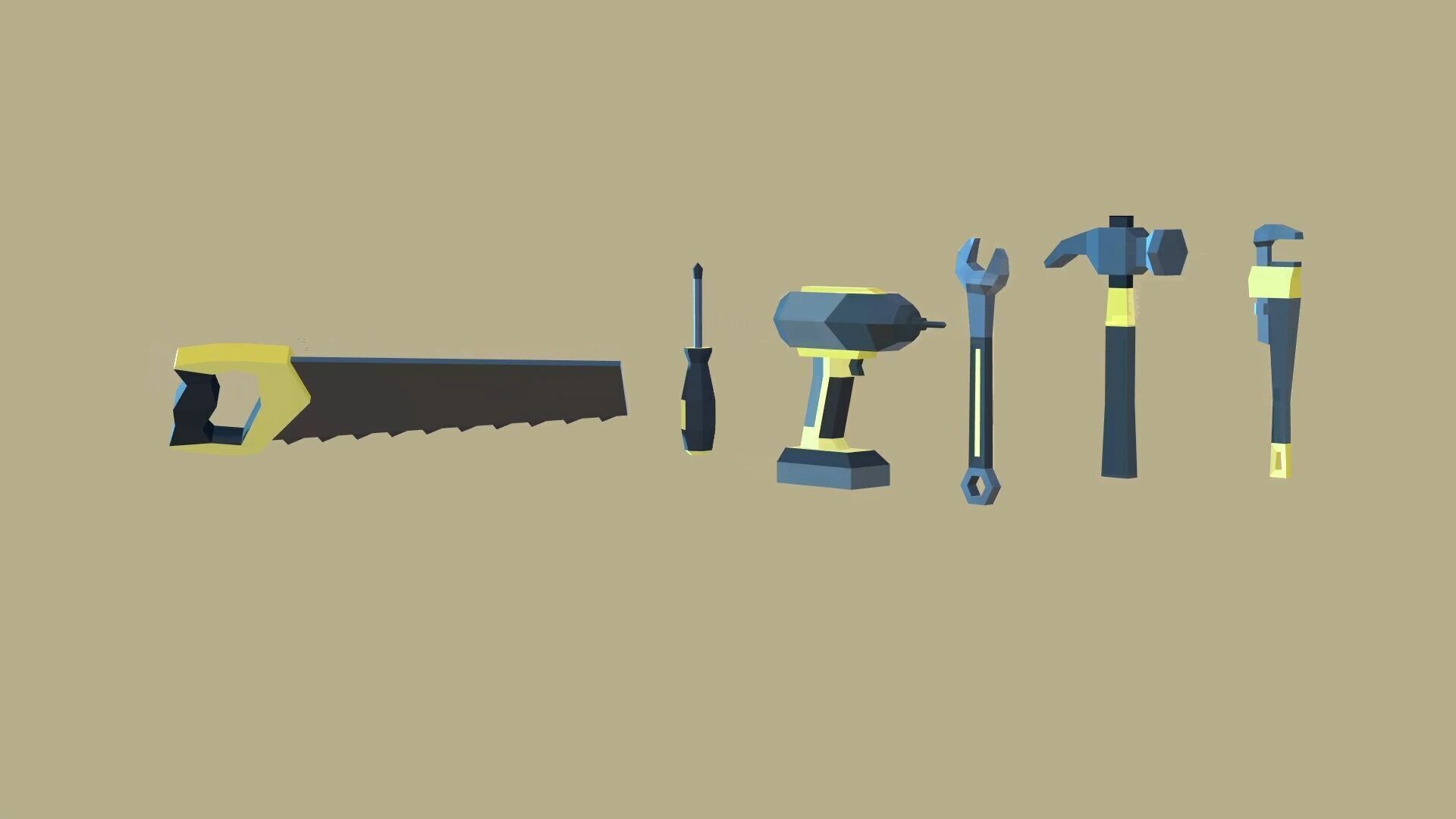 Construction Workers Team Low Poly Art Style  Rigged Pack Low-poly 3D model_9