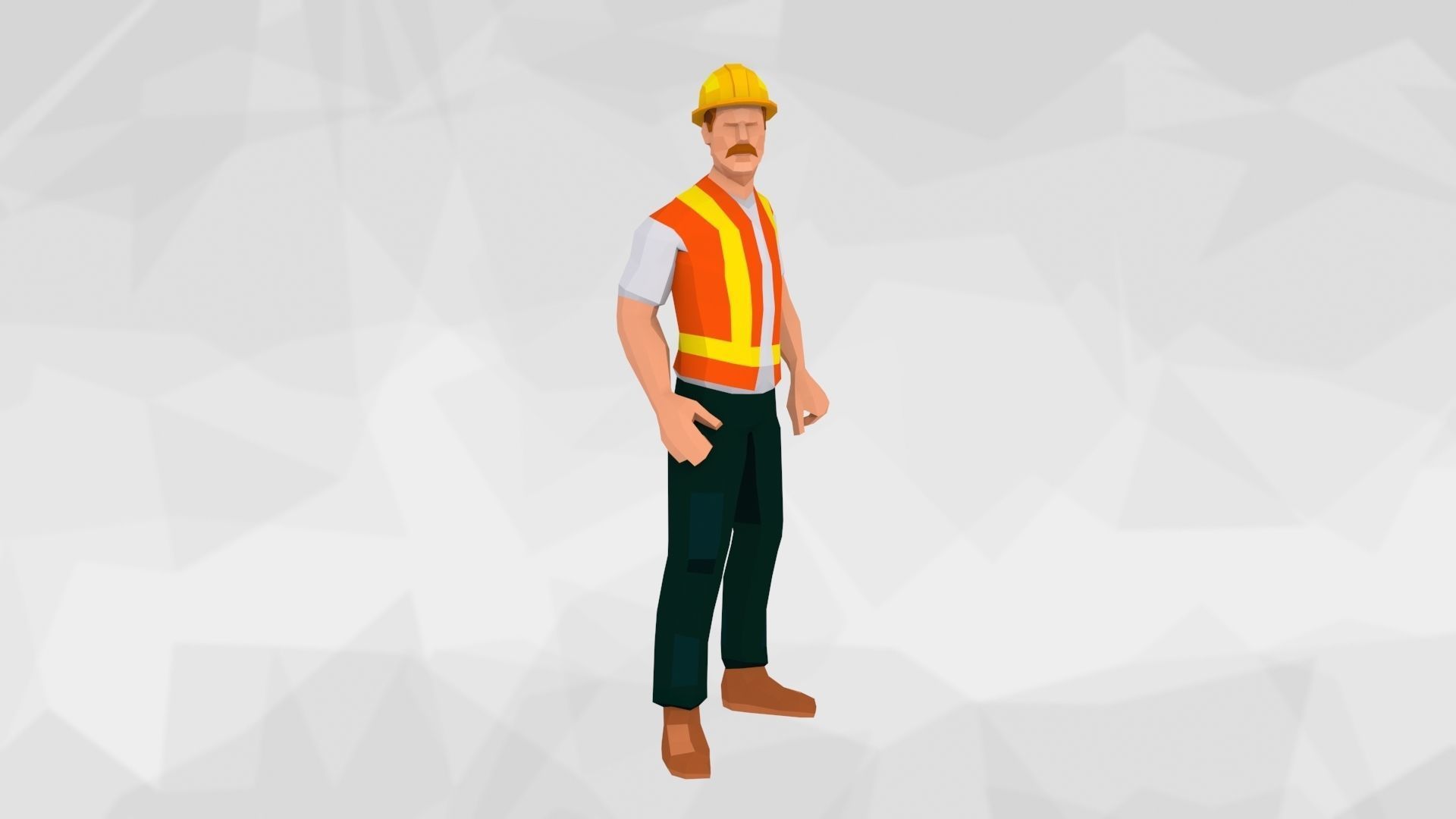 Construction Workers Team Low Poly Art Style  Rigged Pack Low-poly 3D model_21