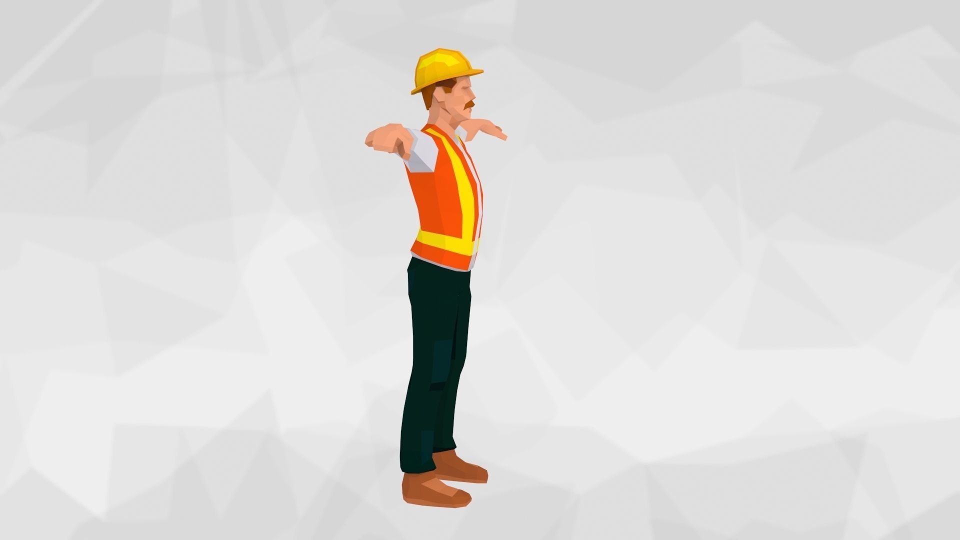 Construction Workers Team Low Poly Art Style  Rigged Pack Low-poly 3D model_20