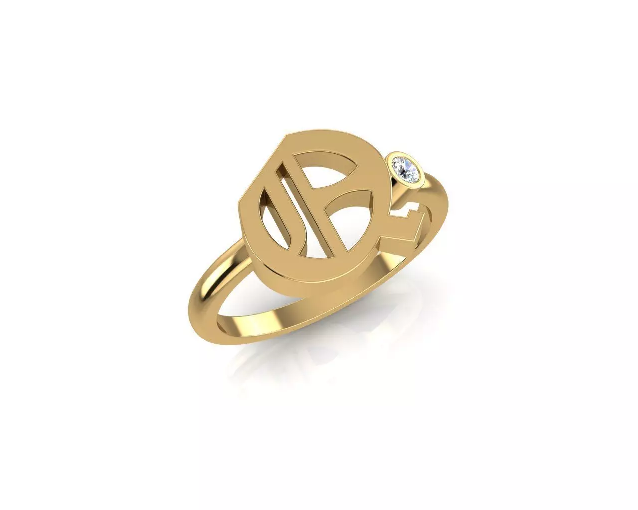 - Old English font ring Q 3D print model_0