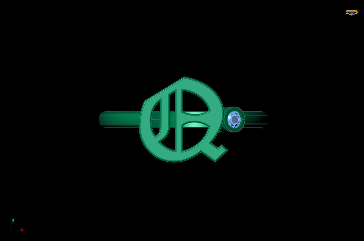 - Old English font ring Q 3D print model_6