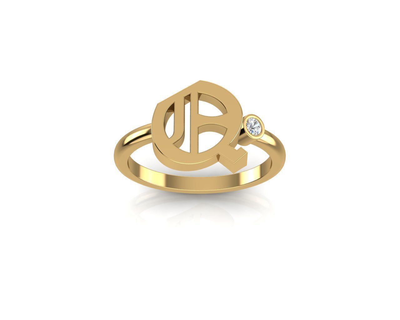 - Old English font ring Q 3D print model_1