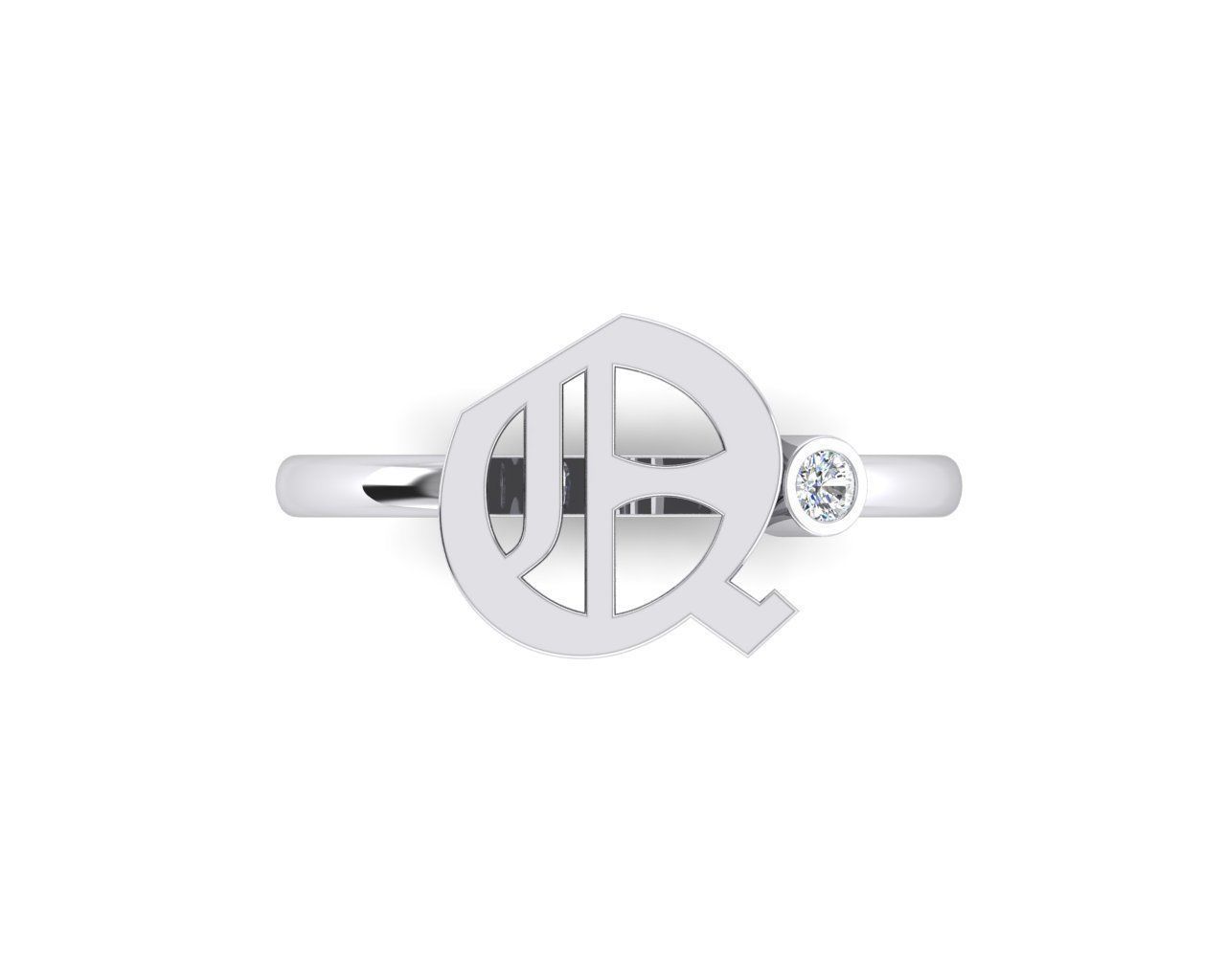 - Old English font ring Q 3D print model_4