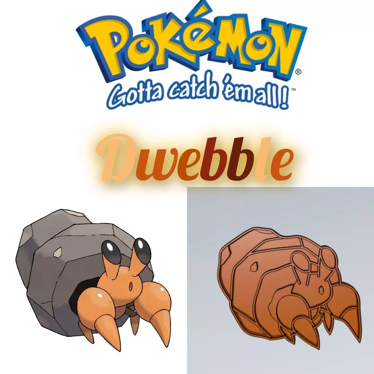 Amazing Pokemon Dwebble Cookie Cutter Stamp Cake Decorating 3D model