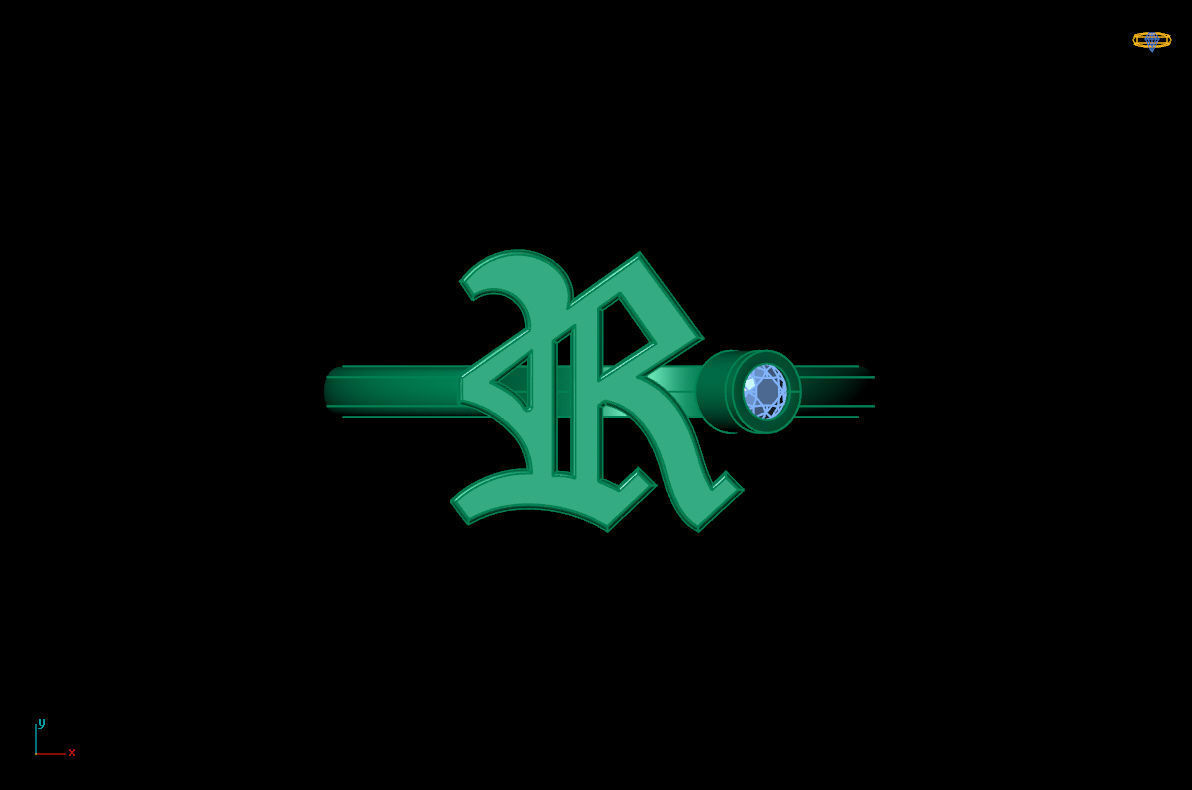 - Old English font ring R 3D print model_6