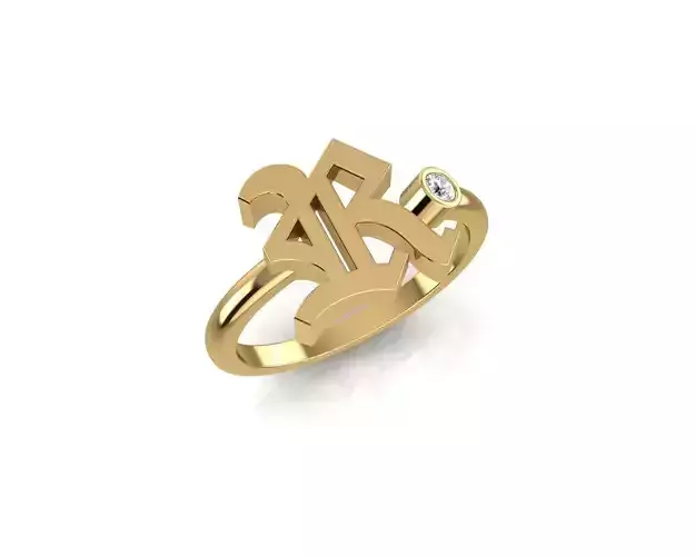 - Old English font ring R 3D print model