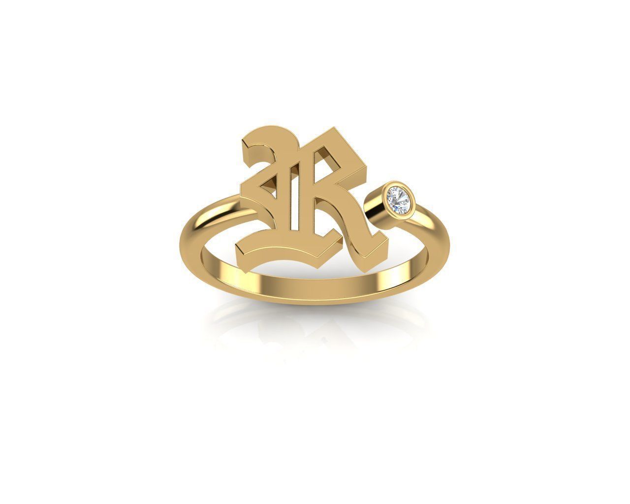 - Old English font ring R 3D print model_1