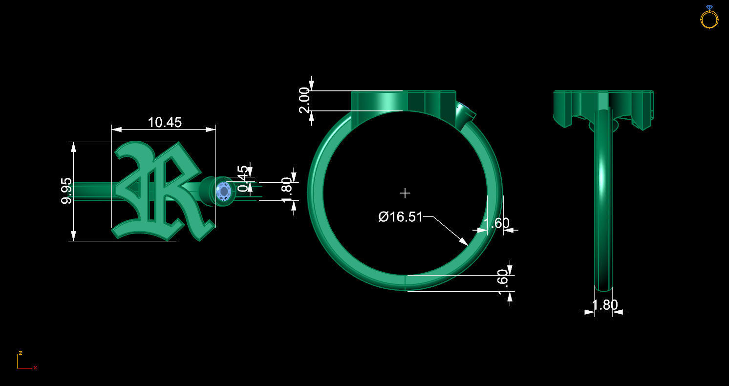 - Old English font ring R 3D print model_11