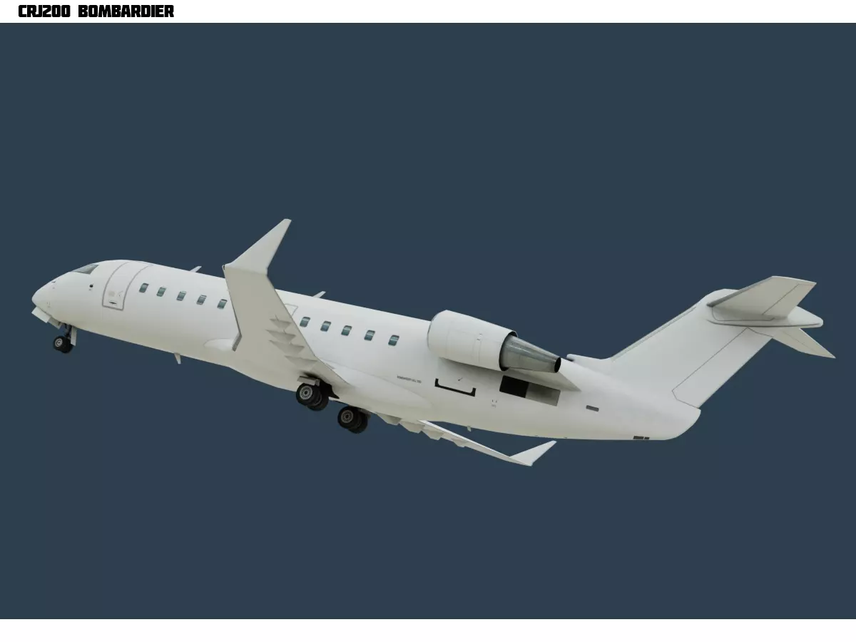 CRJ200 White Low-poly 3D model