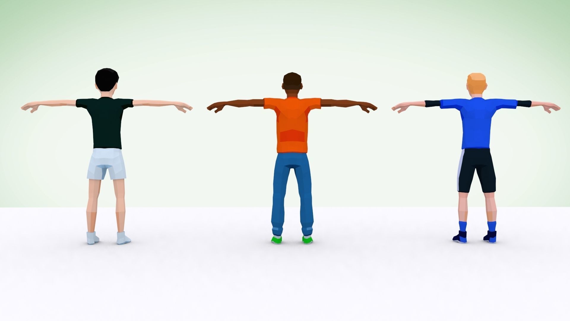 Girls and Boys Low Poly Art Rigged Pack Low-poly 3D model_11