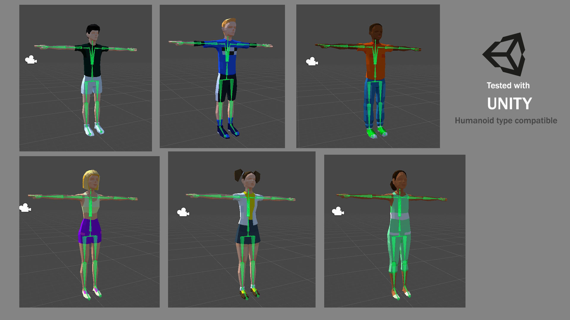 Girls and Boys Low Poly Art Rigged Pack Low-poly 3D model_6