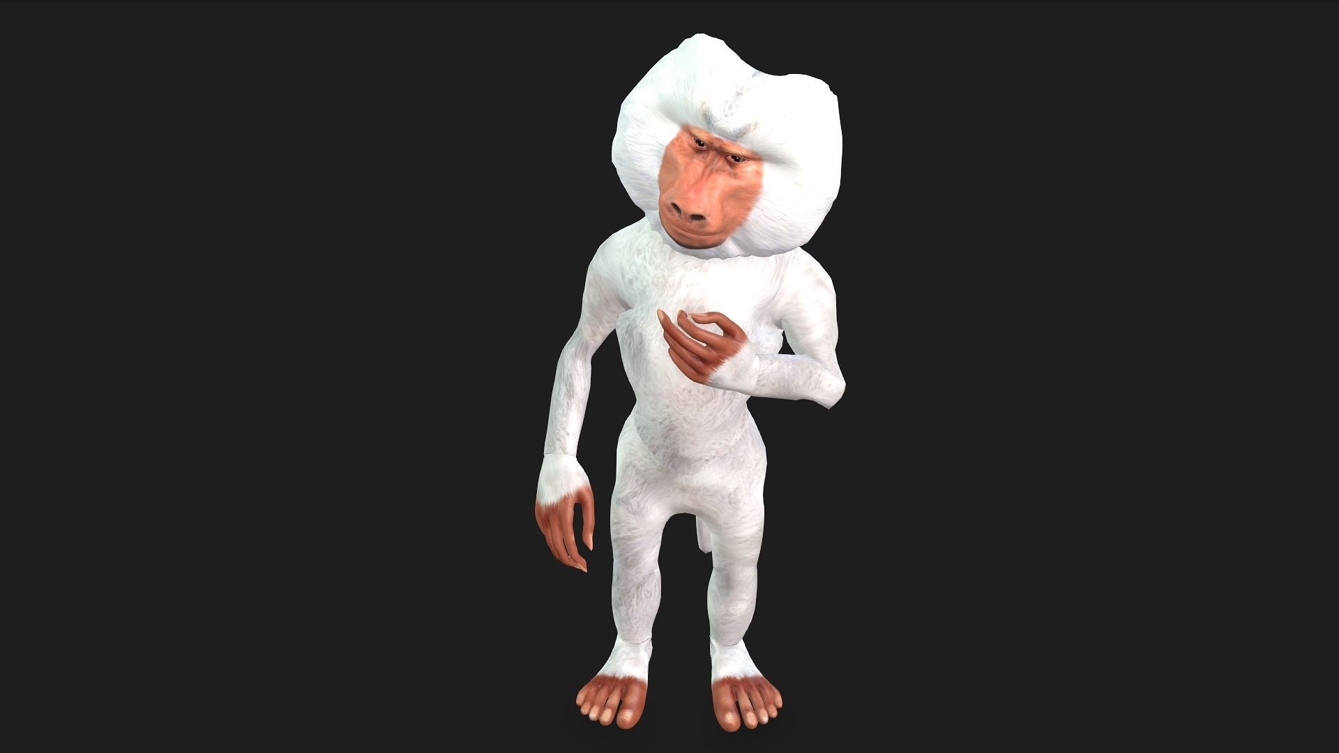 Toon Baboon with Animation 3D model_6
