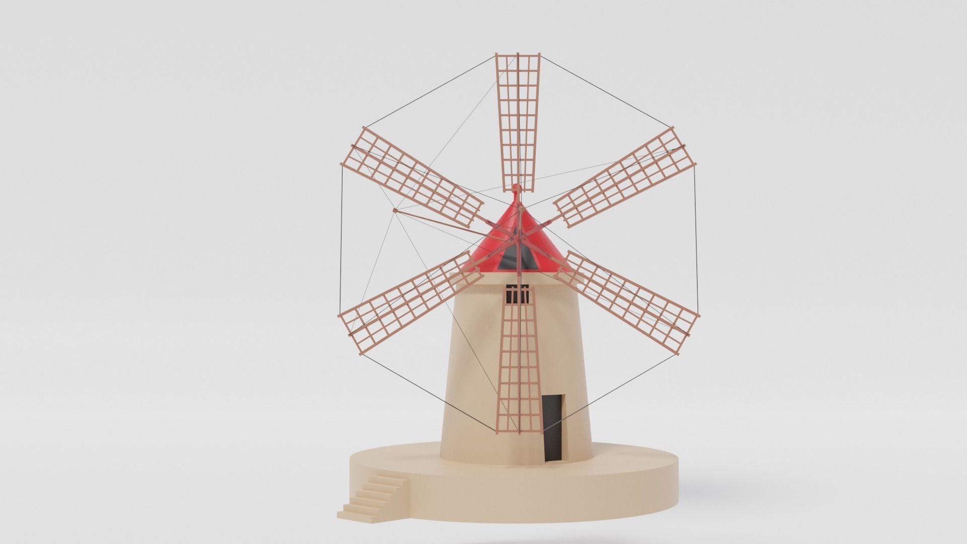 Cartoon Italian Sicilian Windmill 3D model_4
