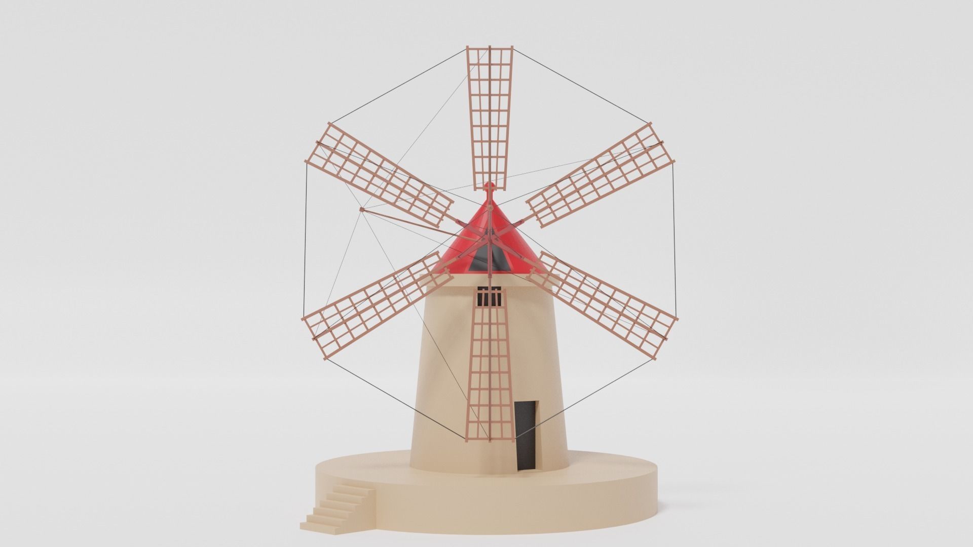 Cartoon Italian Sicilian Windmill 3D model_16