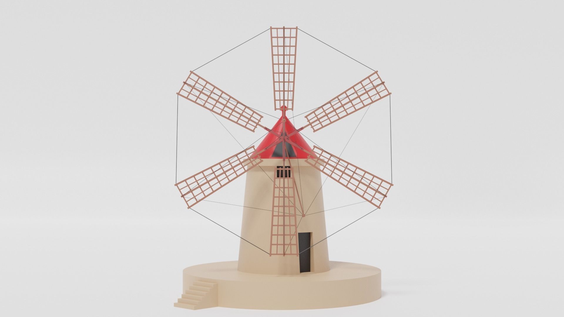 Cartoon Italian Sicilian Windmill 3D model_24