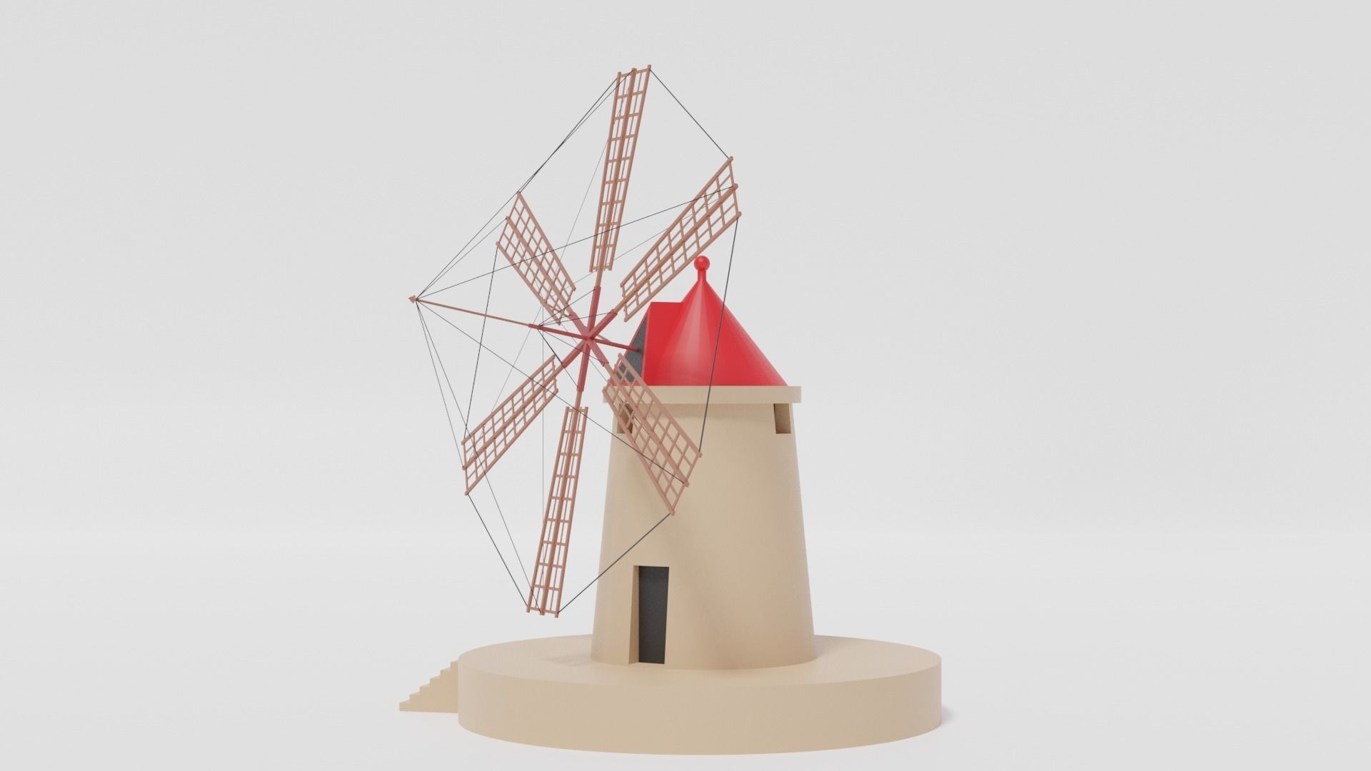 Cartoon Italian Sicilian Windmill 3D model_14