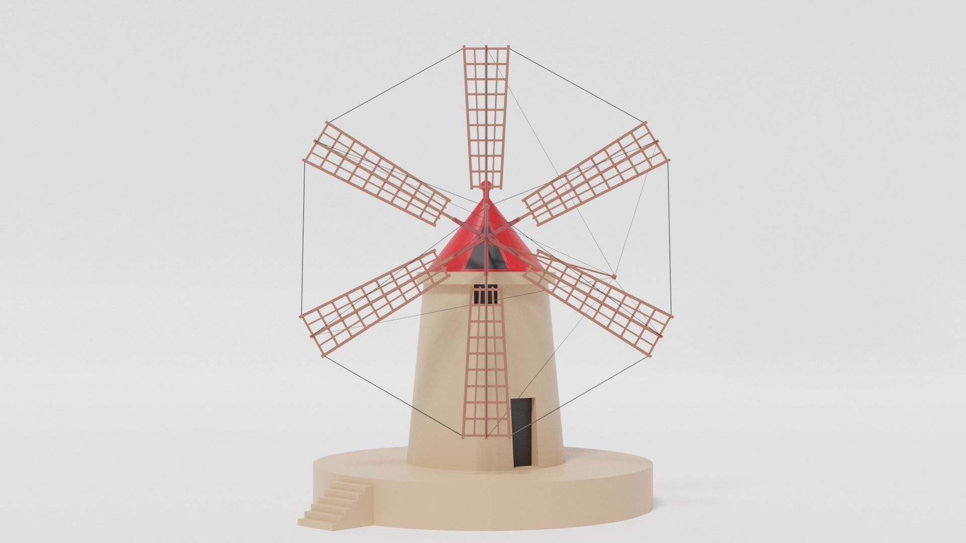 Cartoon Italian Sicilian Windmill 3D model_22