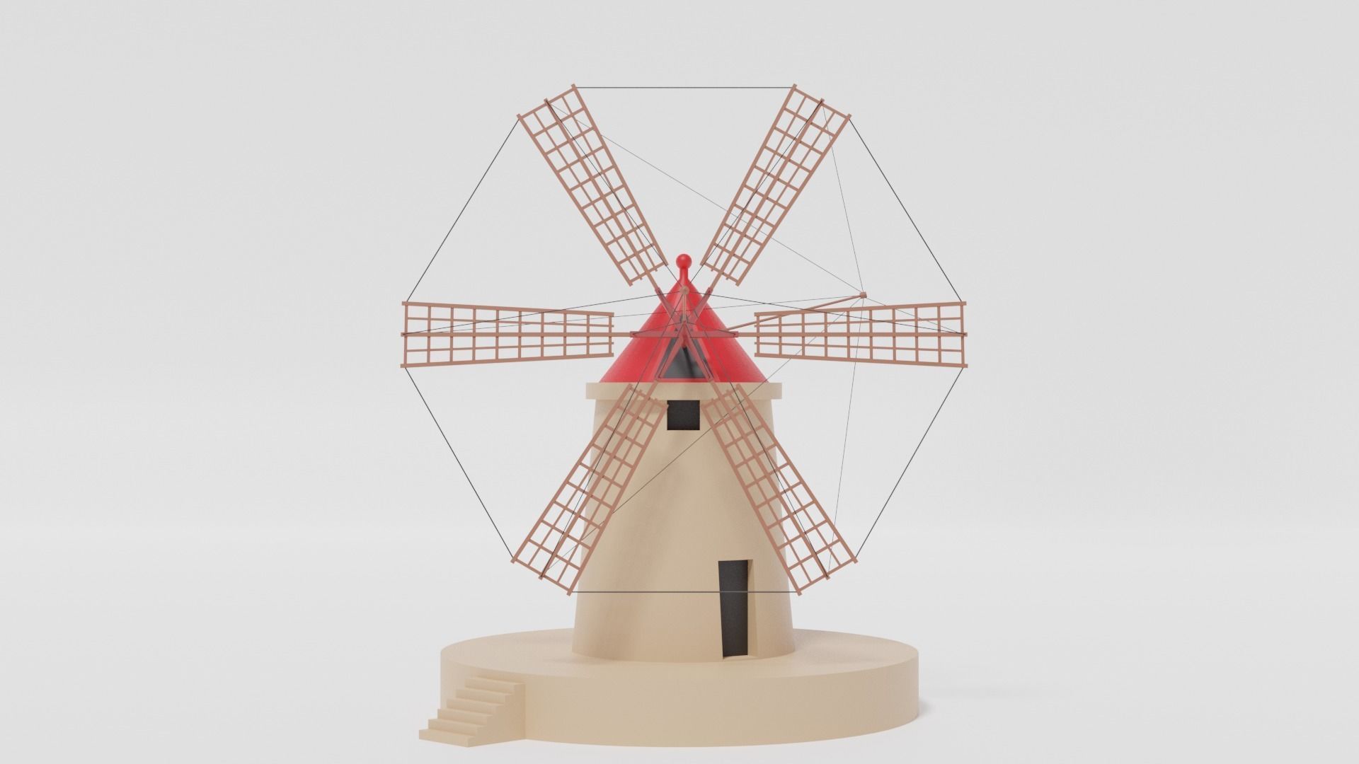 Cartoon Italian Sicilian Windmill 3D model_21
