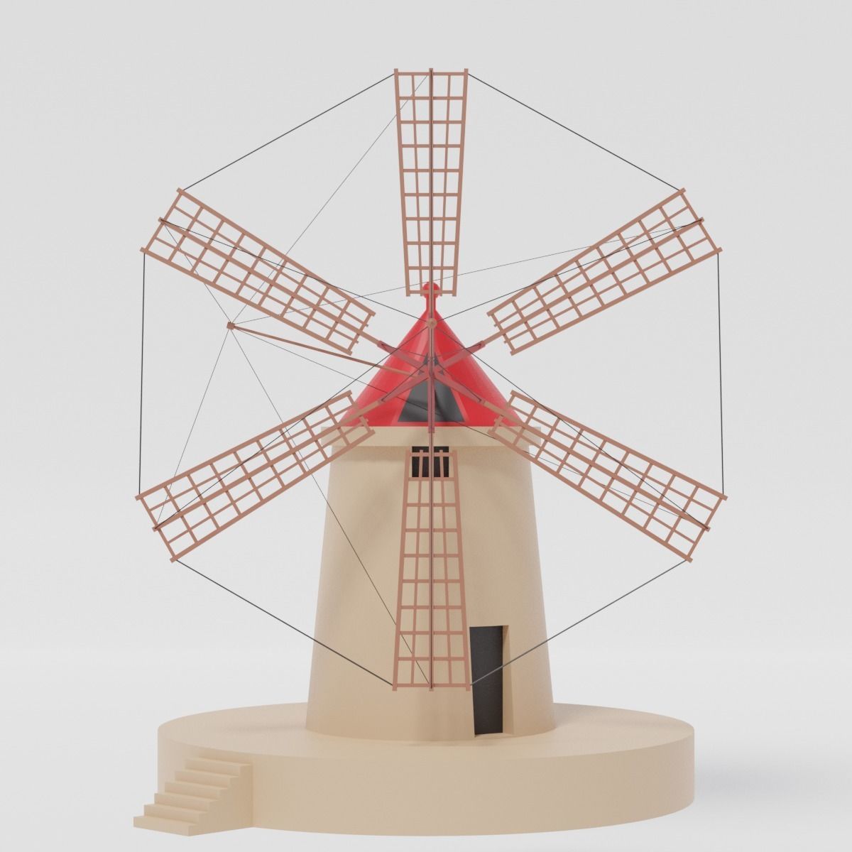 Cartoon Italian Sicilian Windmill 3D model_1