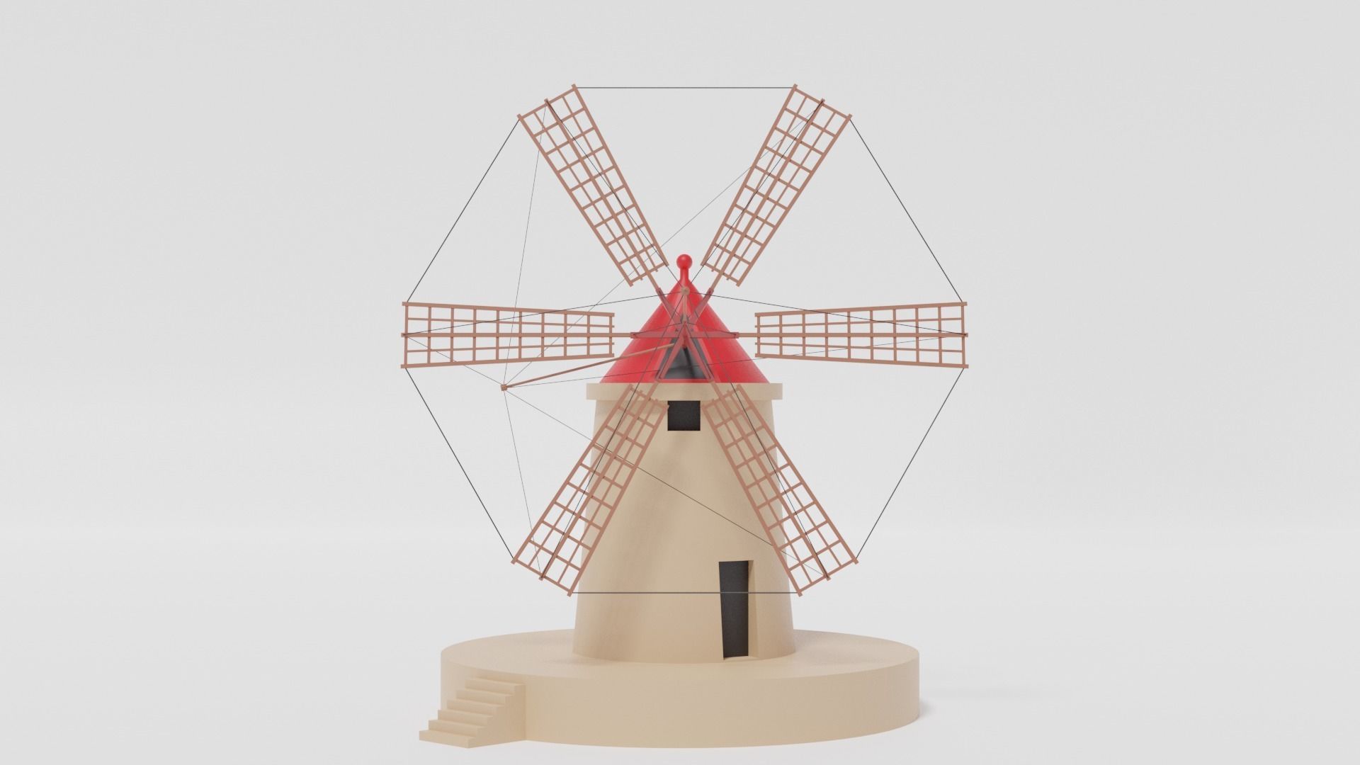 Cartoon Italian Sicilian Windmill 3D model_27
