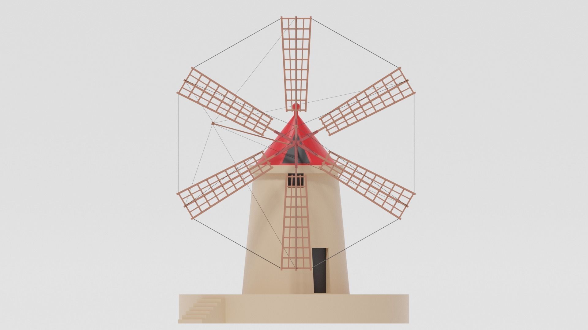 Cartoon Italian Sicilian Windmill 3D model_2