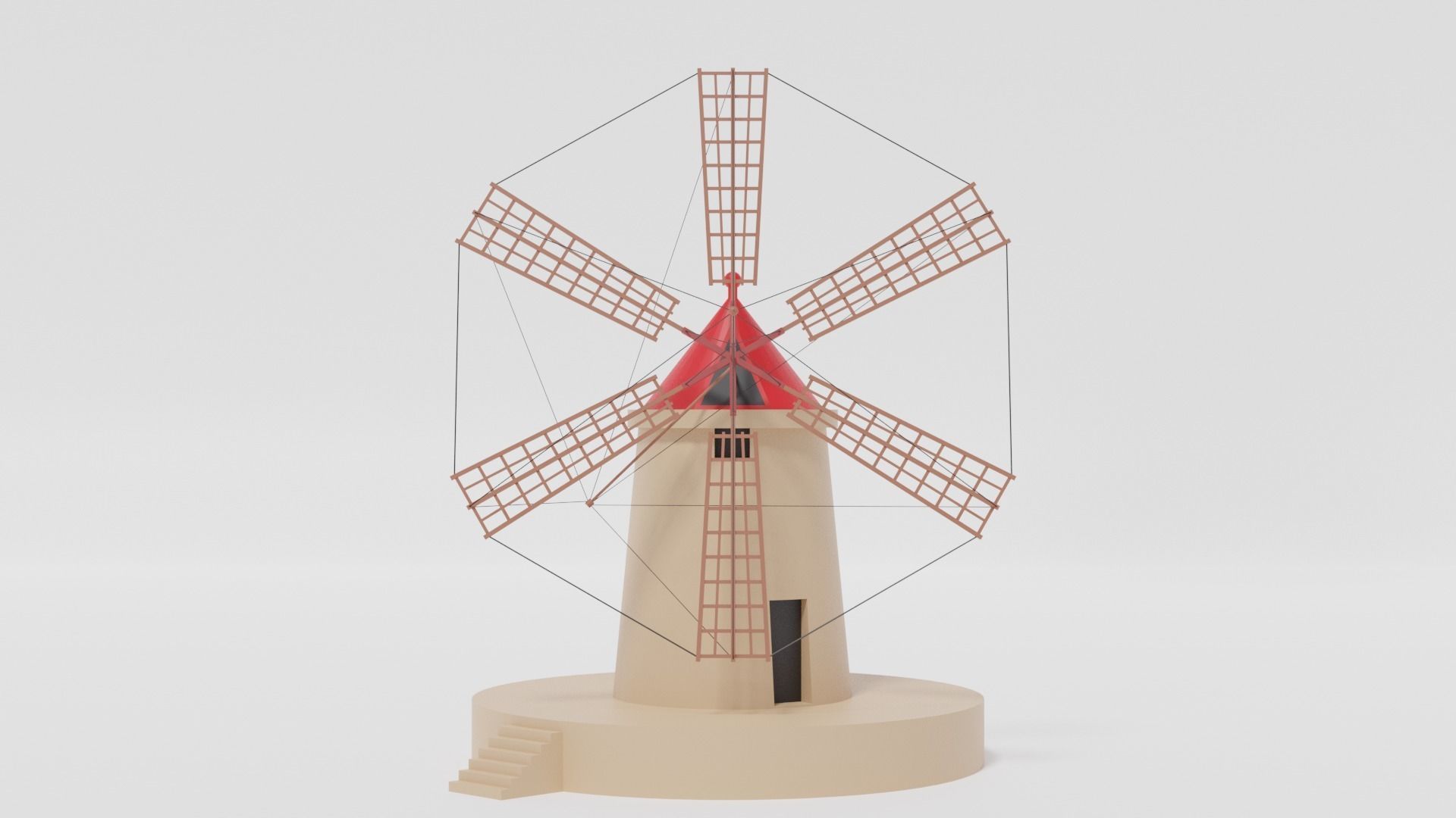 Cartoon Italian Sicilian Windmill 3D model_26