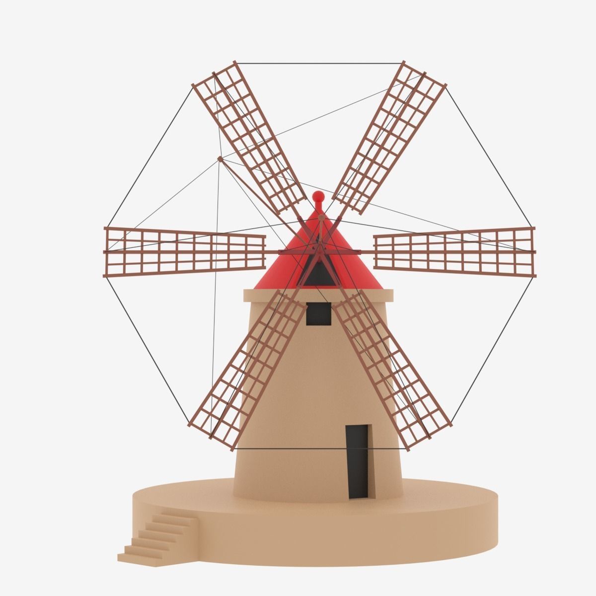 Cartoon Italian Sicilian Windmill 3D model_31