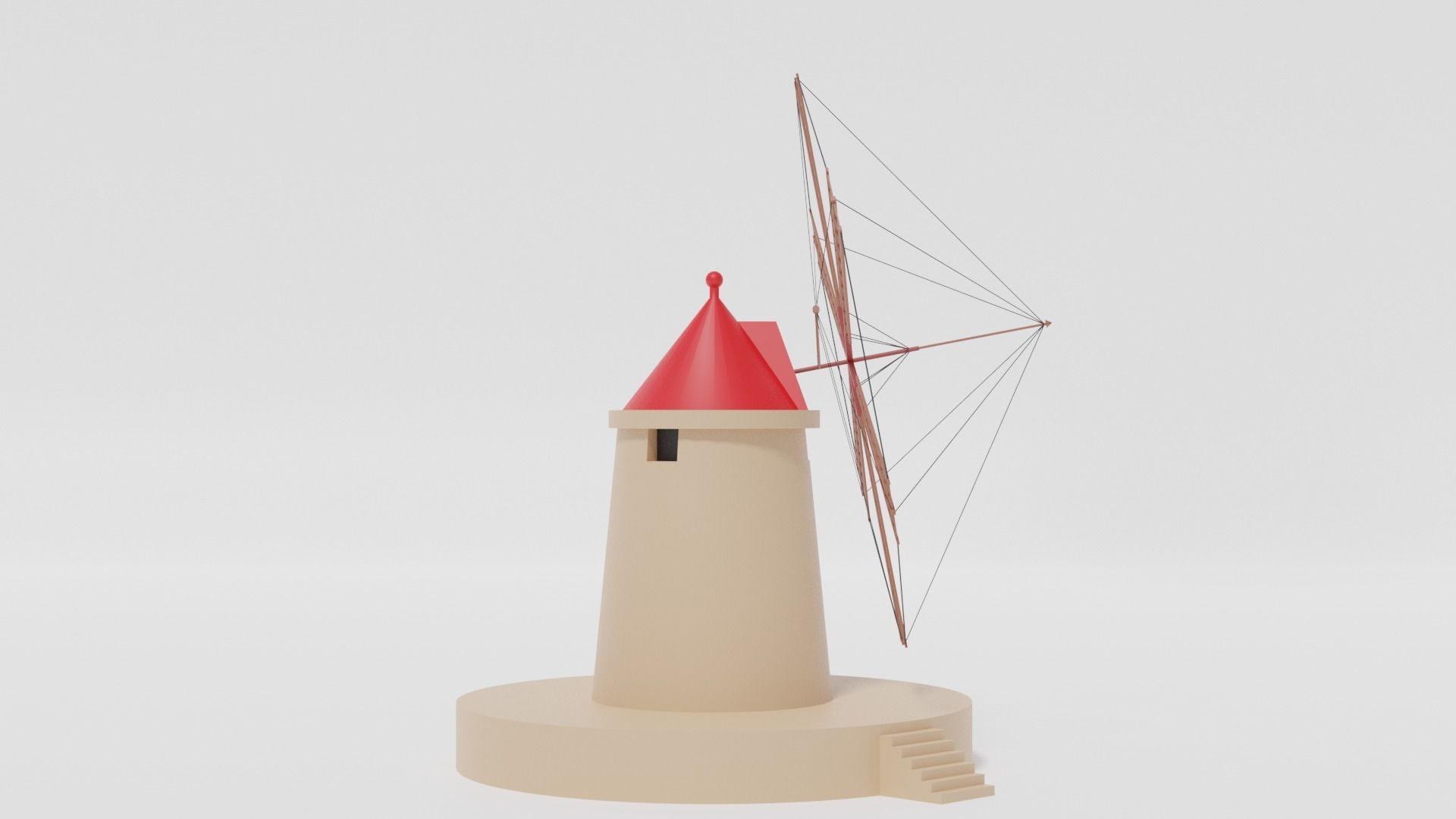 Cartoon Italian Sicilian Windmill 3D model_7