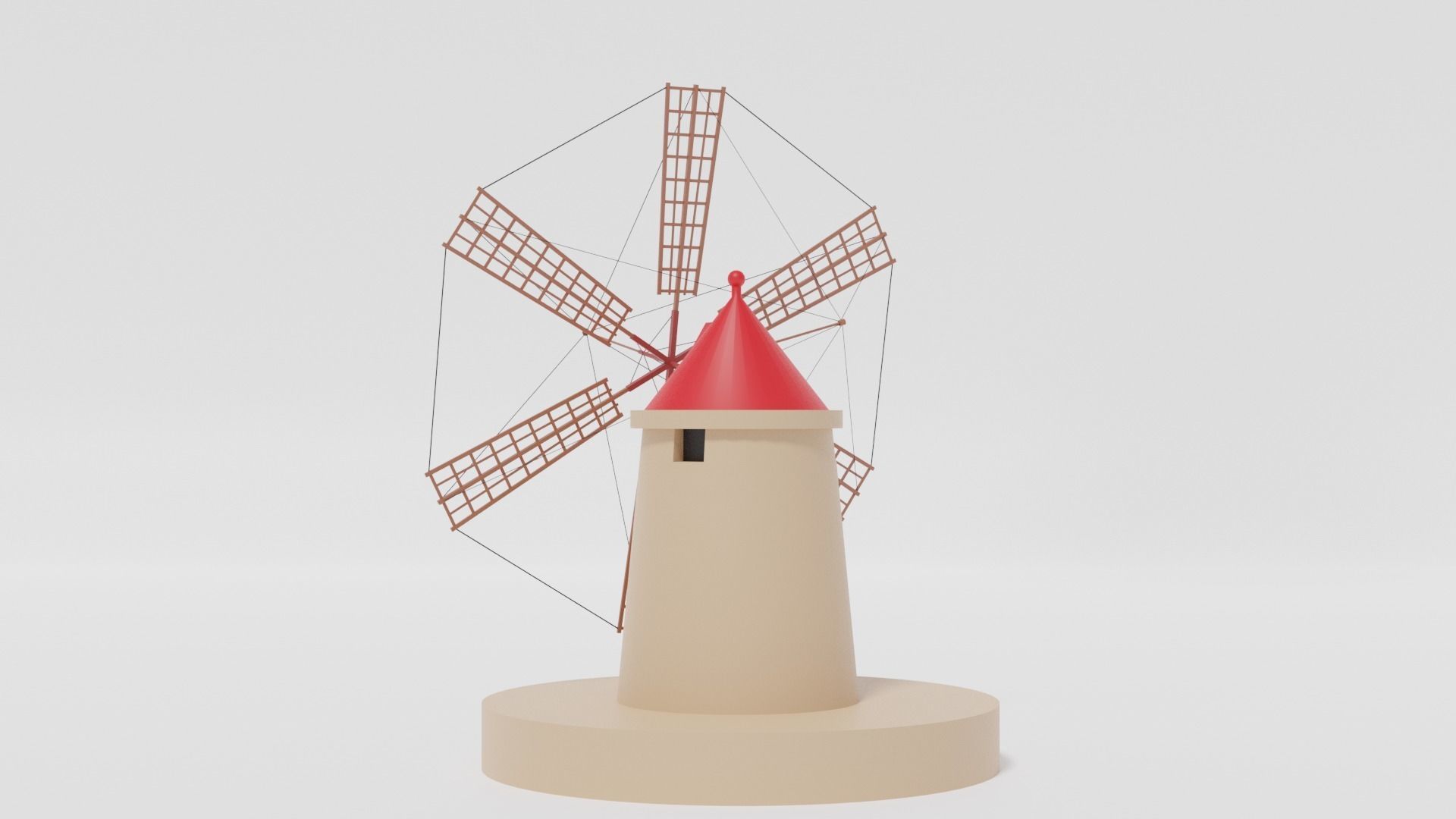 Cartoon Italian Sicilian Windmill 3D model_11