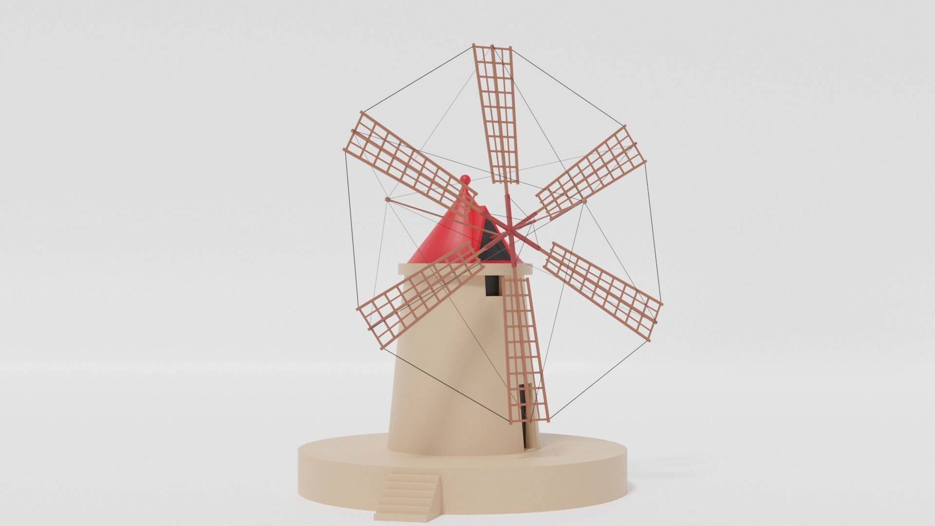 Cartoon Italian Sicilian Windmill 3D model_5