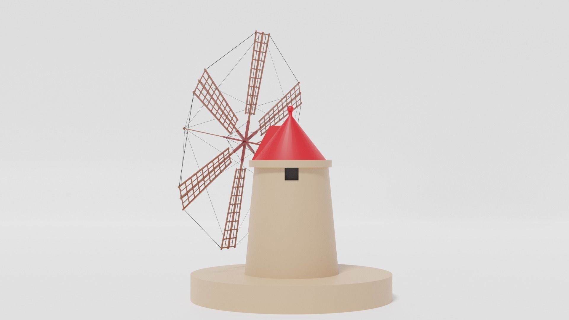 Cartoon Italian Sicilian Windmill 3D model_12