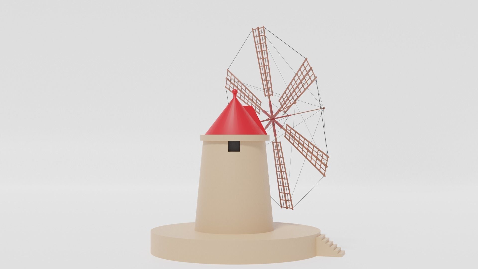 Cartoon Italian Sicilian Windmill 3D model_8