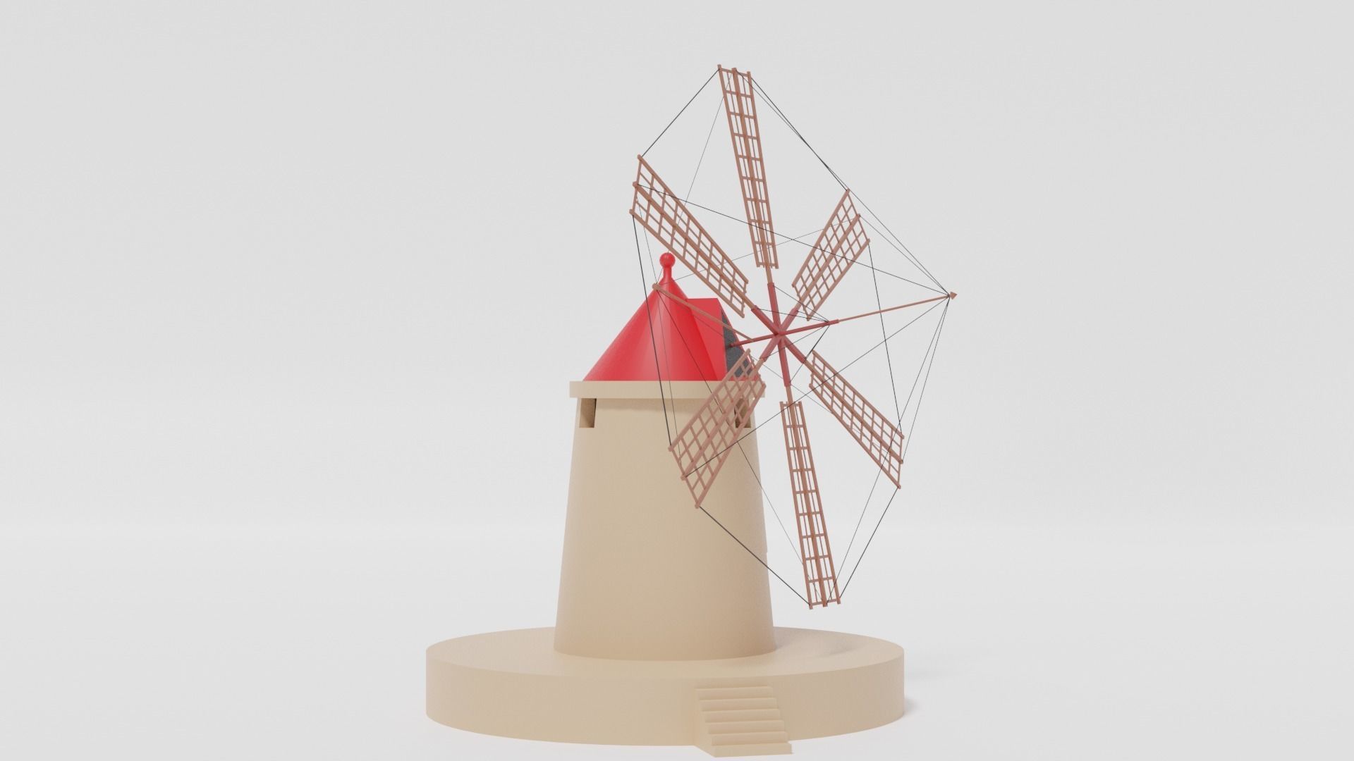 Cartoon Italian Sicilian Windmill 3D model_6