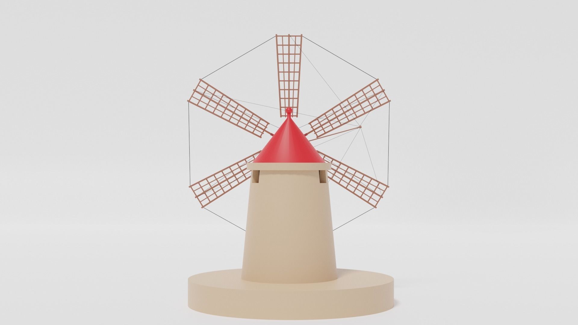 Cartoon Italian Sicilian Windmill 3D model_10