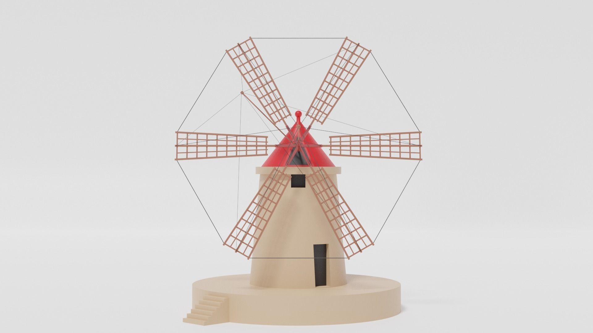 Cartoon Italian Sicilian Windmill 3D model_17